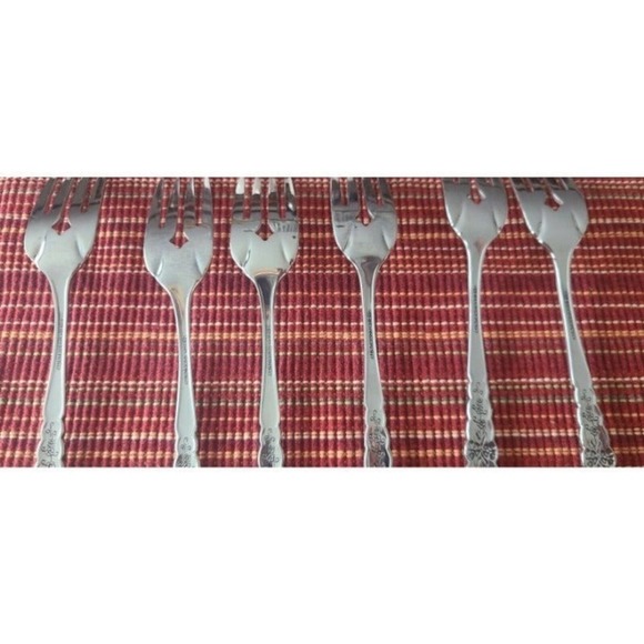 FLORAL GLEN stainless 6 Salad/Dessert Forks Oneida Community - Picture 6 of 6